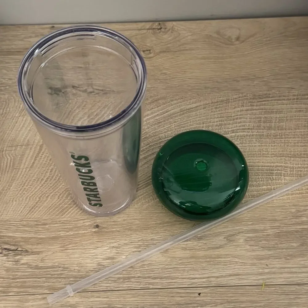 Starbucks Tumbler Korea 2022 Wordmark Foam Cold Cup Green‎ Clear 16 Oz 473ml